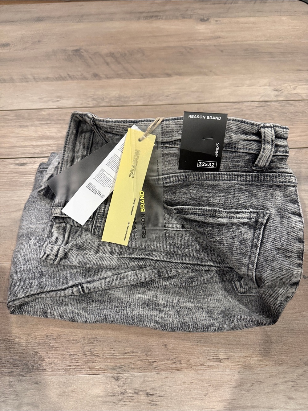 Reason Brand Men's Skinny Acid-Wash Gray Jeans